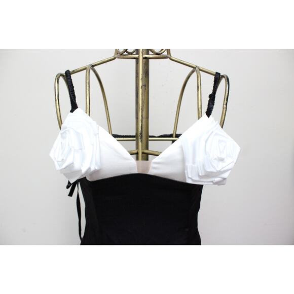 NWT For Love & Lemons Black Rita Rosette Rose Floral Slit Midi Dress Size XXS - Picture 3 of 6